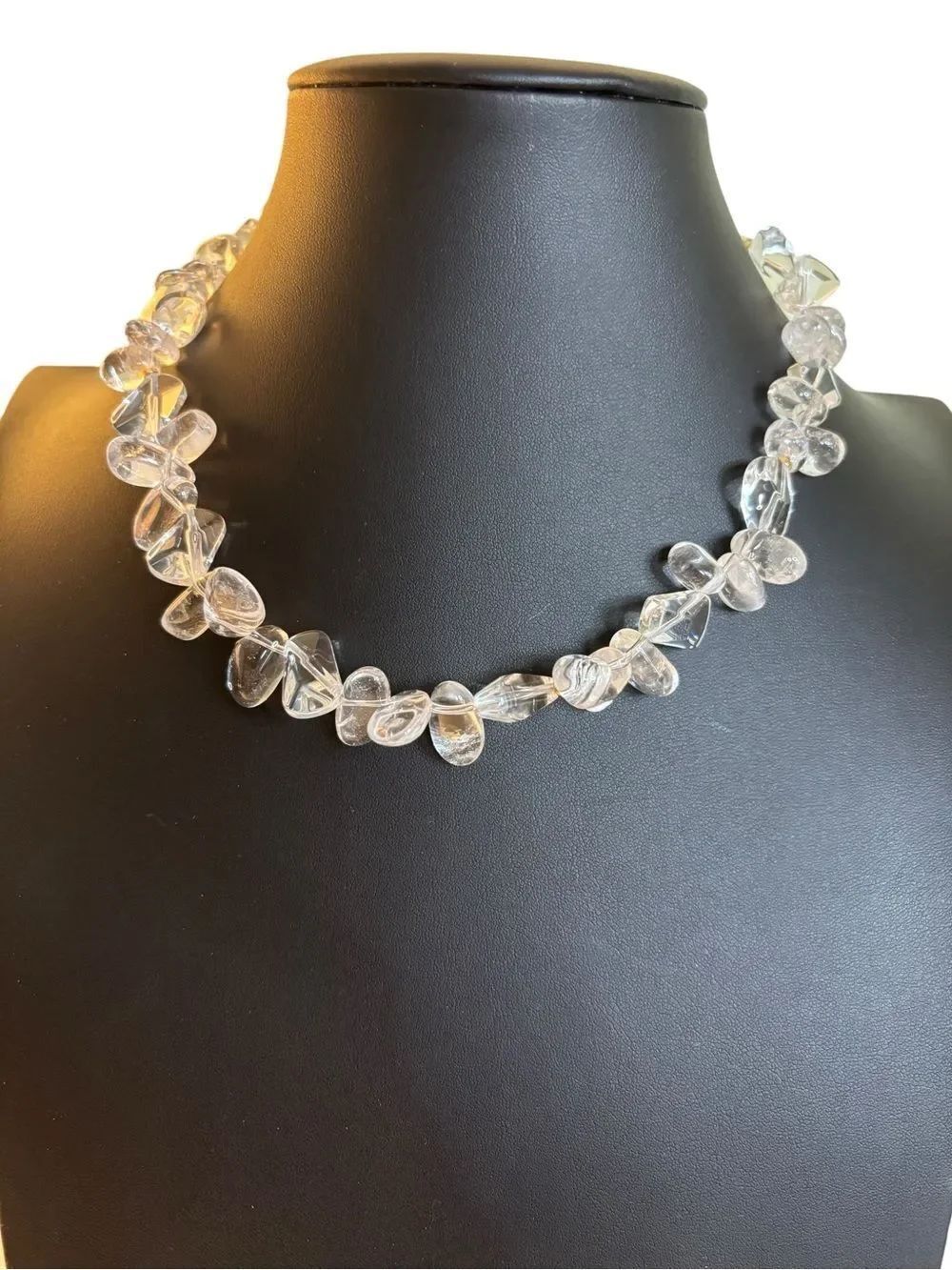 Clear Polished Free Form Rock Crystal Necklace w/ Toggle Style Closure